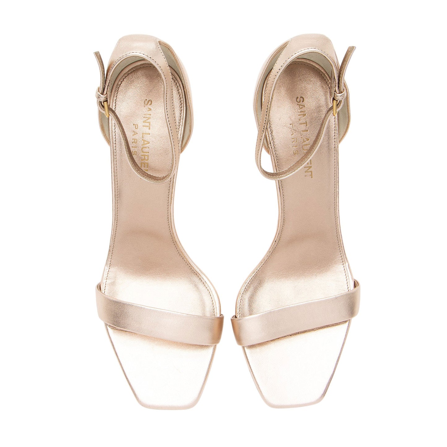 Saint Laurent Metallic Lambskin Amber Sandals - Size 8 / 38