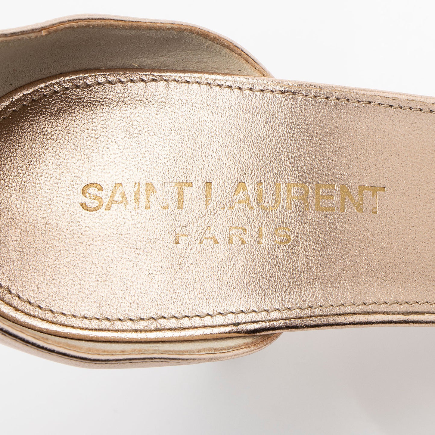 Saint Laurent Metallic Lambskin Amber Sandals - Size 8 / 38