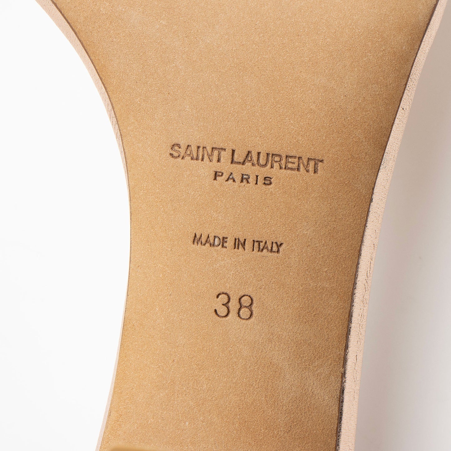 Saint Laurent Metallic Lambskin Amber Sandals - Size 8 / 38