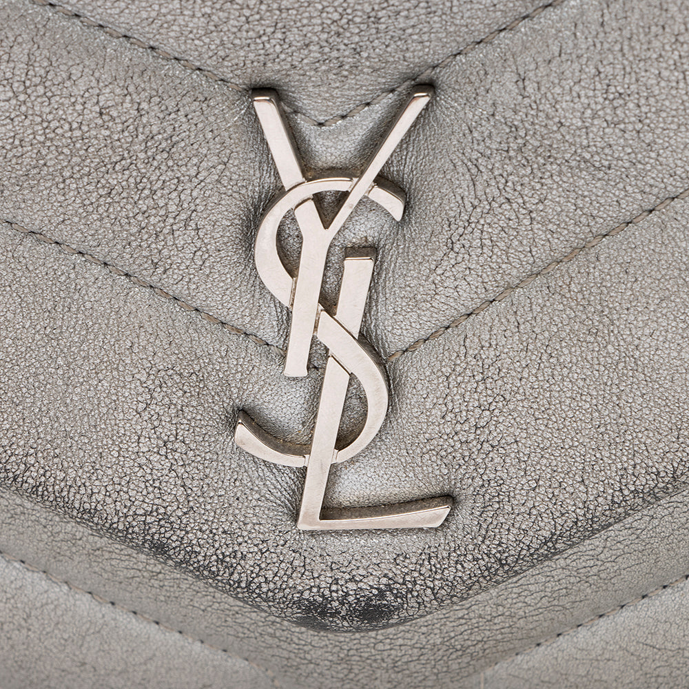 Saint Laurent Metallic Matelasse Calfskin LouLou Toy Crossbody Bag (SHF-21046)