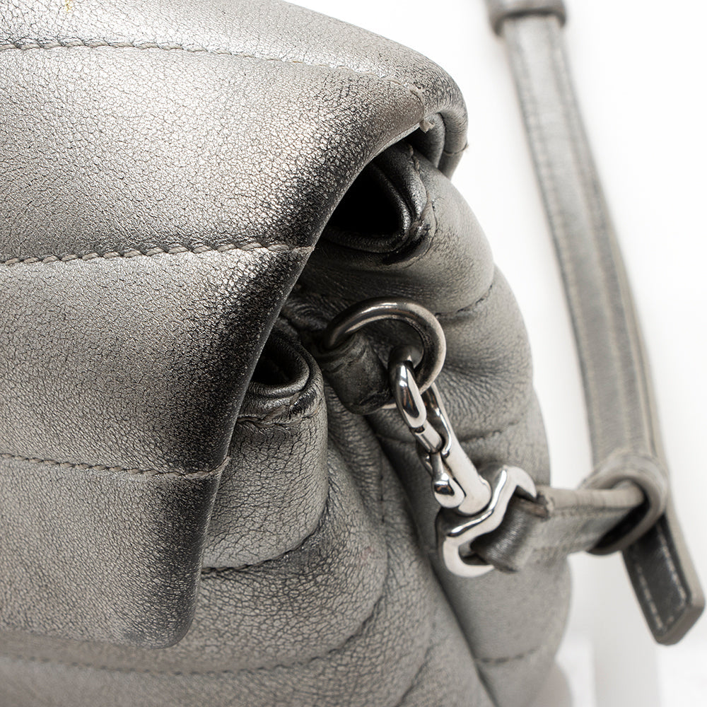 Saint Laurent Metallic Matelasse Calfskin LouLou Toy Crossbody Bag (SHF-21046)