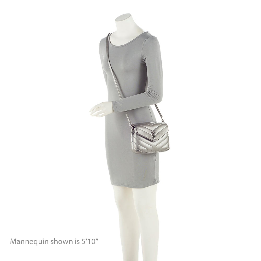 Saint Laurent Metallic Matelasse Calfskin LouLou Toy Crossbody Bag (SHF-21046)