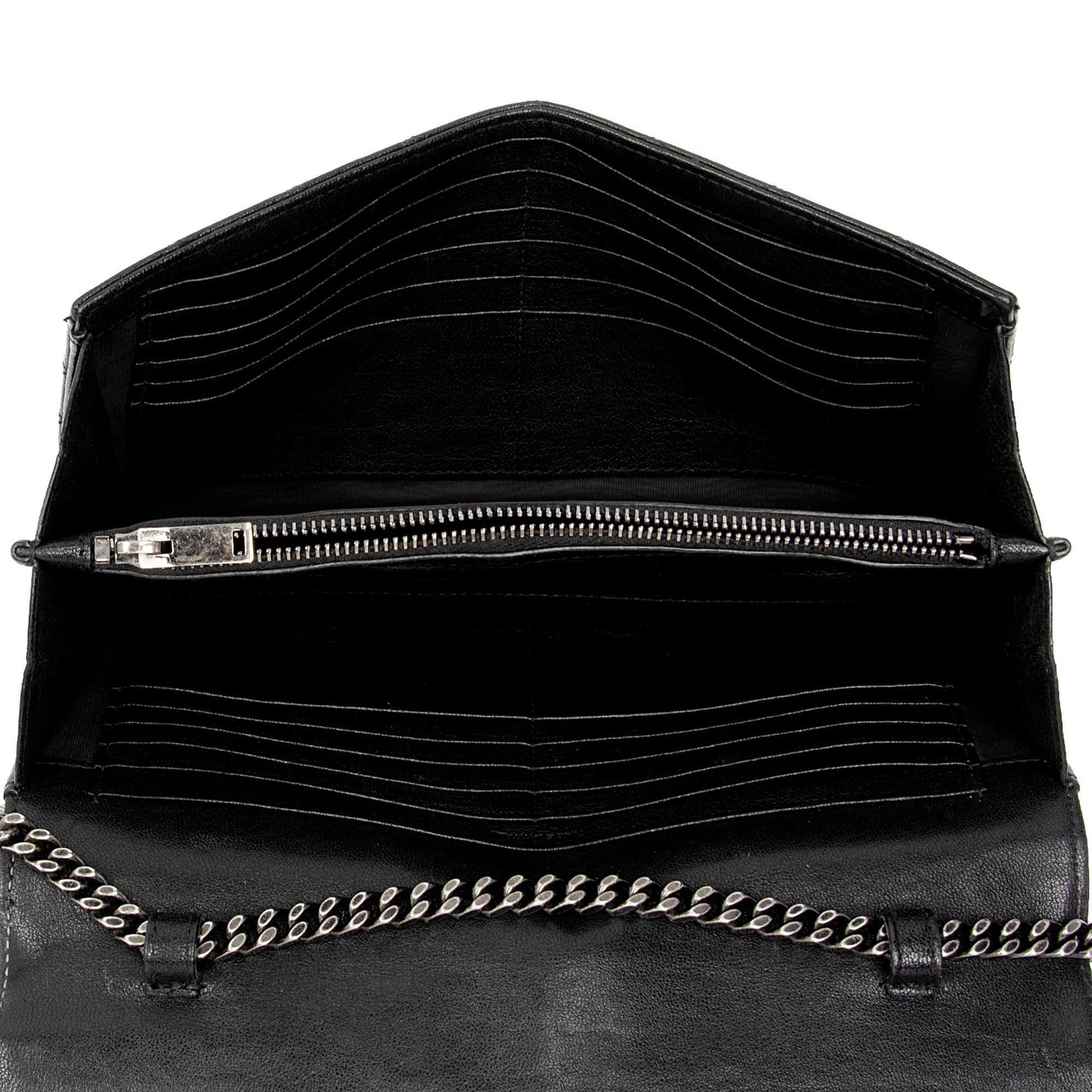 Saint Laurent Mixed Matelasse Calfskin Monogram Chain Wallet (SHF-f944Ez)
