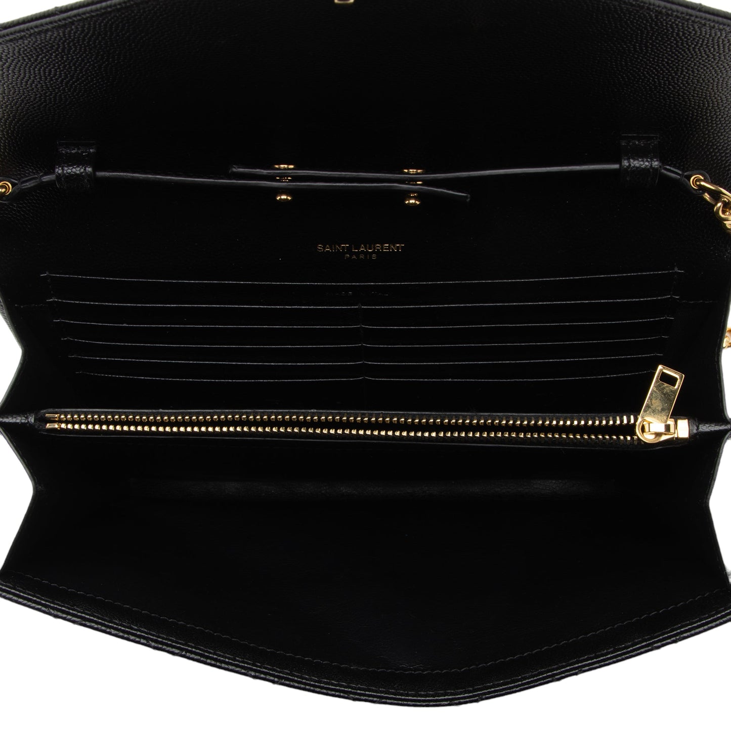 Saint Laurent Mixed Matelasse Calfskin Monogram Chain Wallet (SHF-q01O3t)
