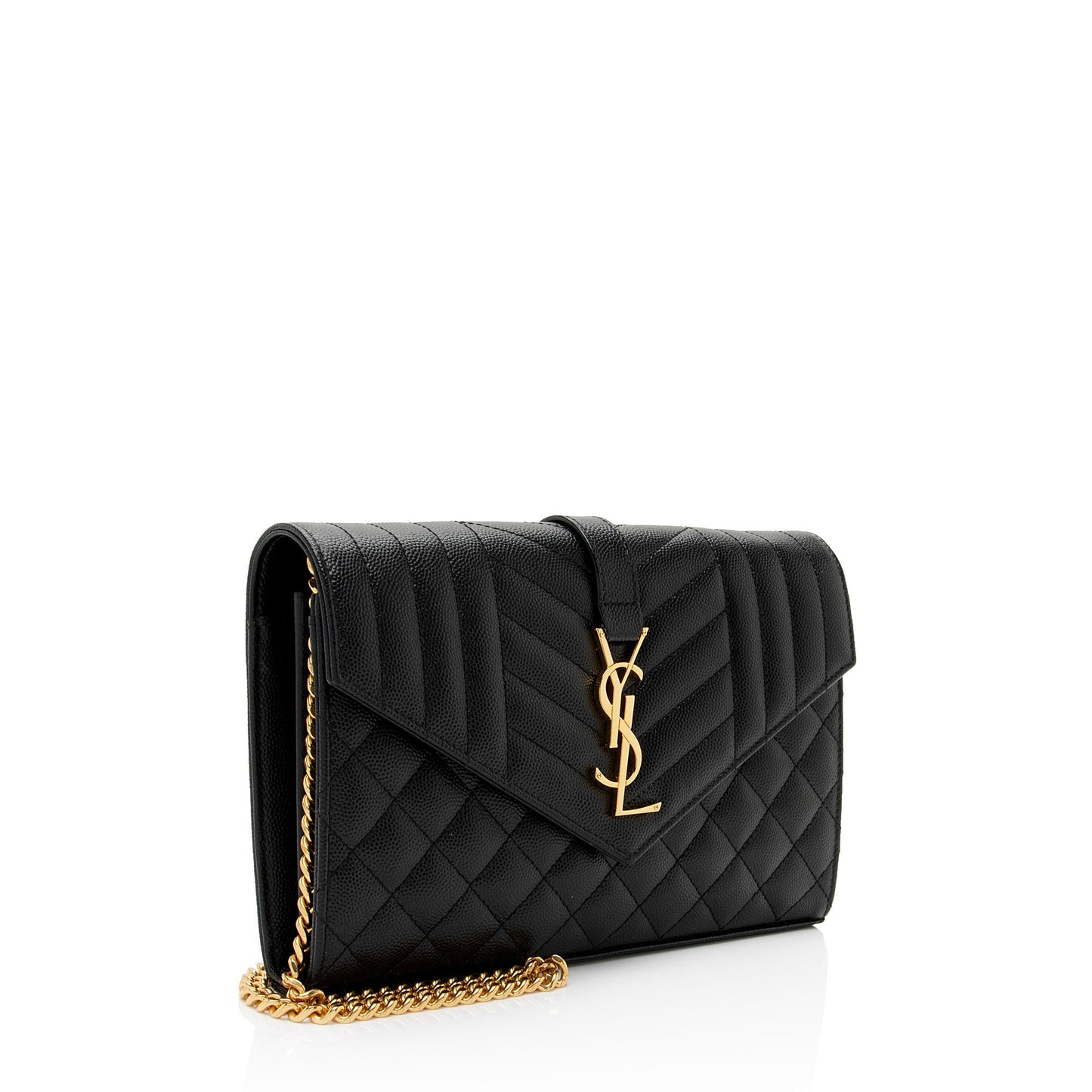 Saint Laurent Mixed Matelasse Calfskin Monogram Chain Wallet (SHF-q01O3t)