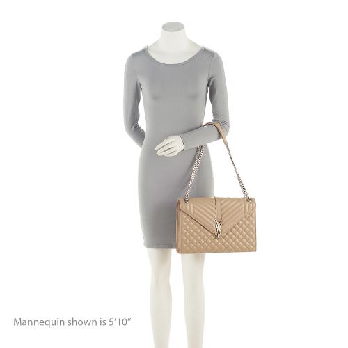 Saint Laurent Mixed Matelasse Grain de Poudre Monogram Large Shoulder Bag