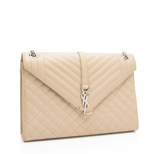 Saint Laurent Mixed Matelasse Grain de Poudre Monogram Large Shoulder Bag