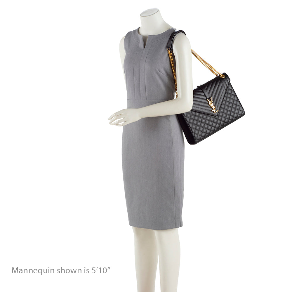 Saint Laurent Mixed Matelasse Calfskin Monogram Large Shoulder Bag (SHF-YGWG8h)