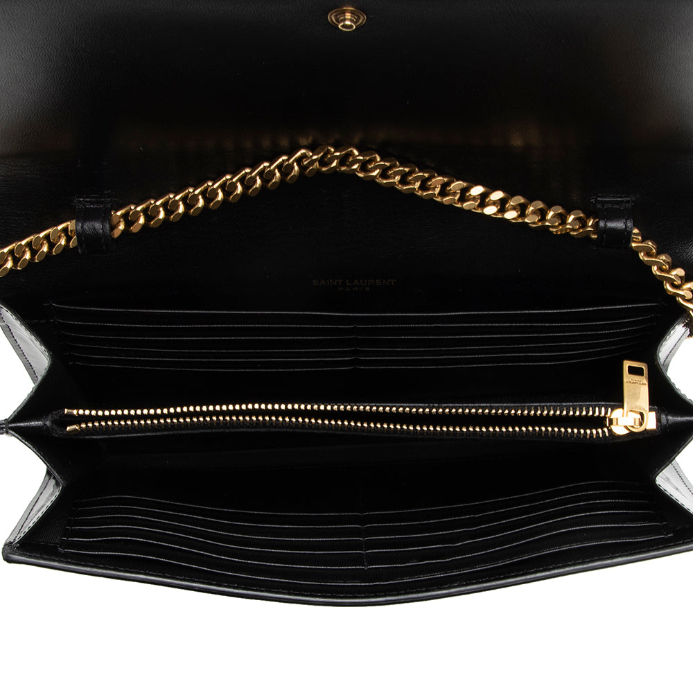 Saint Laurent Patent Calfskin Monogram Kate Wallet on Chain Bag (SHF-18096)
