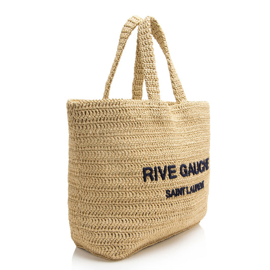 Saint Laurent Raffia Crochet Rive Gauche Tote
