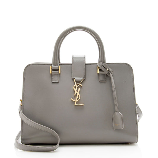 Saint Laurent Smooth Calfskin Baby Monogram Cabas Tote (SHF-15627)