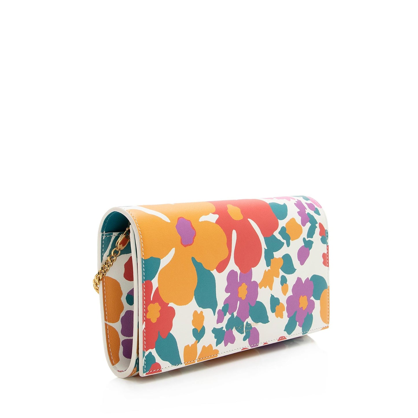 Saint Laurent Smooth Calfskin Floral Mini Chain Wallet