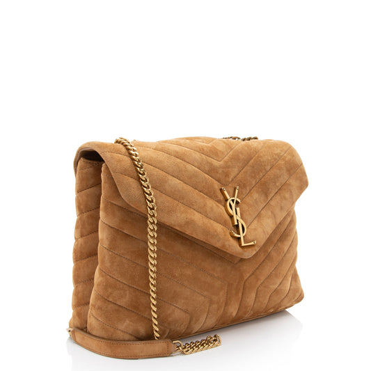 Saint Laurent Suede Monogram LouLou Chain Medium Shoulder Bag
