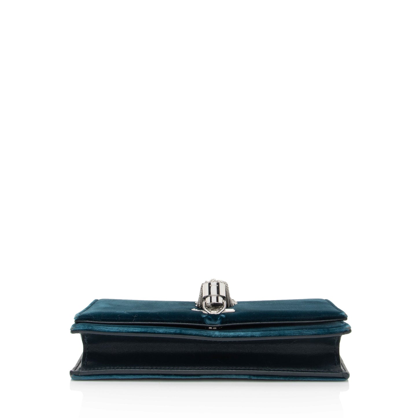 Saint Laurent Velvet Crystal Monogram Kate Tassel Chain Wallet