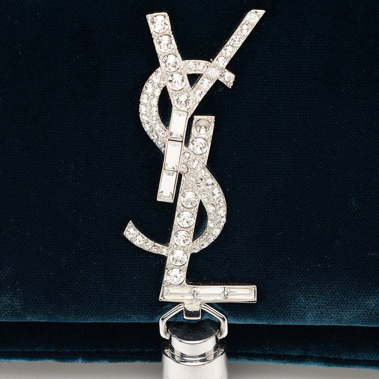 Saint Laurent Velvet Crystal Monogram Kate Tassel Chain Wallet