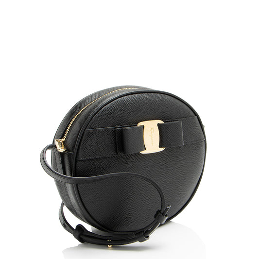Salvatore Ferragamo Saffiano Vara Round Crossbody