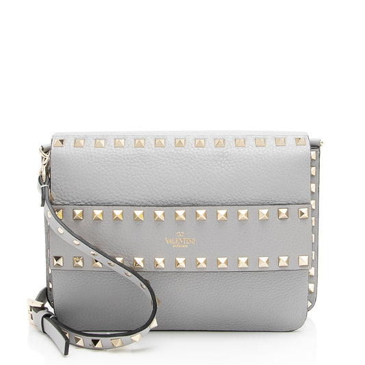 Valentino Grainy Calfskin Rockstud Flap Side Slip Crossbody (SHF-goZOPK)