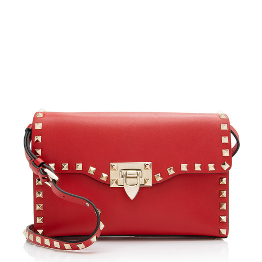 Valentino Grainy Calfskin Rockstud Flap Small Crossbody Bag (SHF-gUNU2H)
