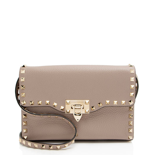 Valentino Grainy Calfskin Rockstud Flap Small Crossbody (SHF-yYGh00)
