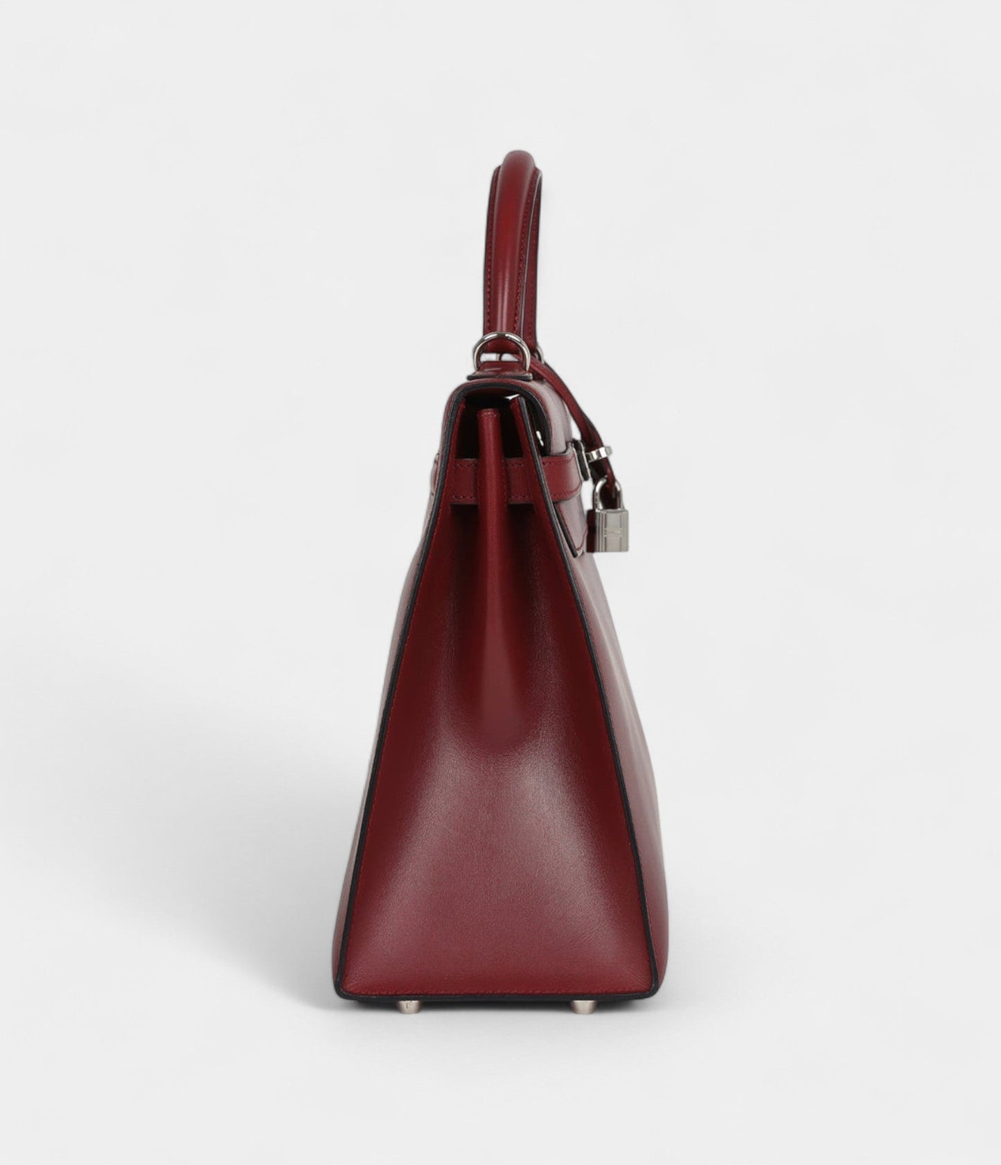 Vintage Hermes Kelly 32 Rouge H Box Palladium Hardware