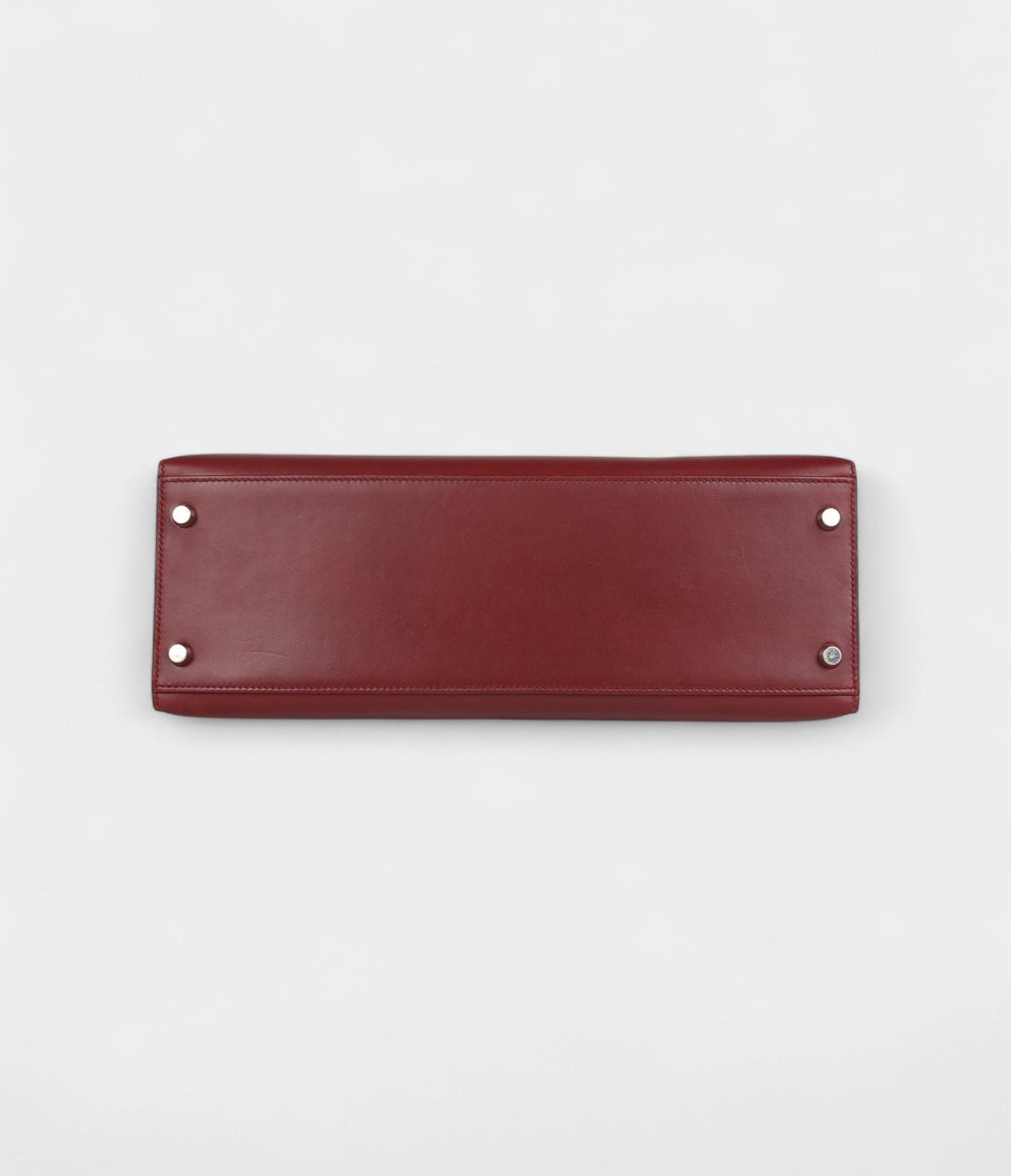Vintage Hermes Kelly 32 Rouge H Box Palladium Hardware