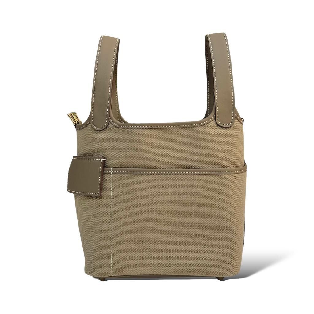Hermes Picotin Lock 18 Etoupe Canvas Gold Hardware