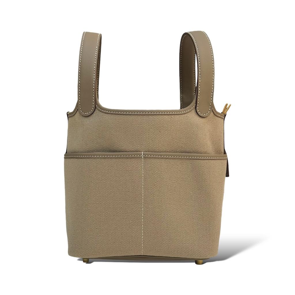 Hermes Picotin Lock 18 Etoupe Canvas Gold Hardware