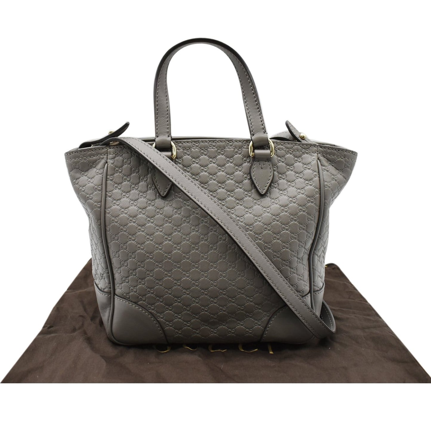 GUCCI Small Bree GG Guccissima Leather Tote Crossbody Bag Grey 449241