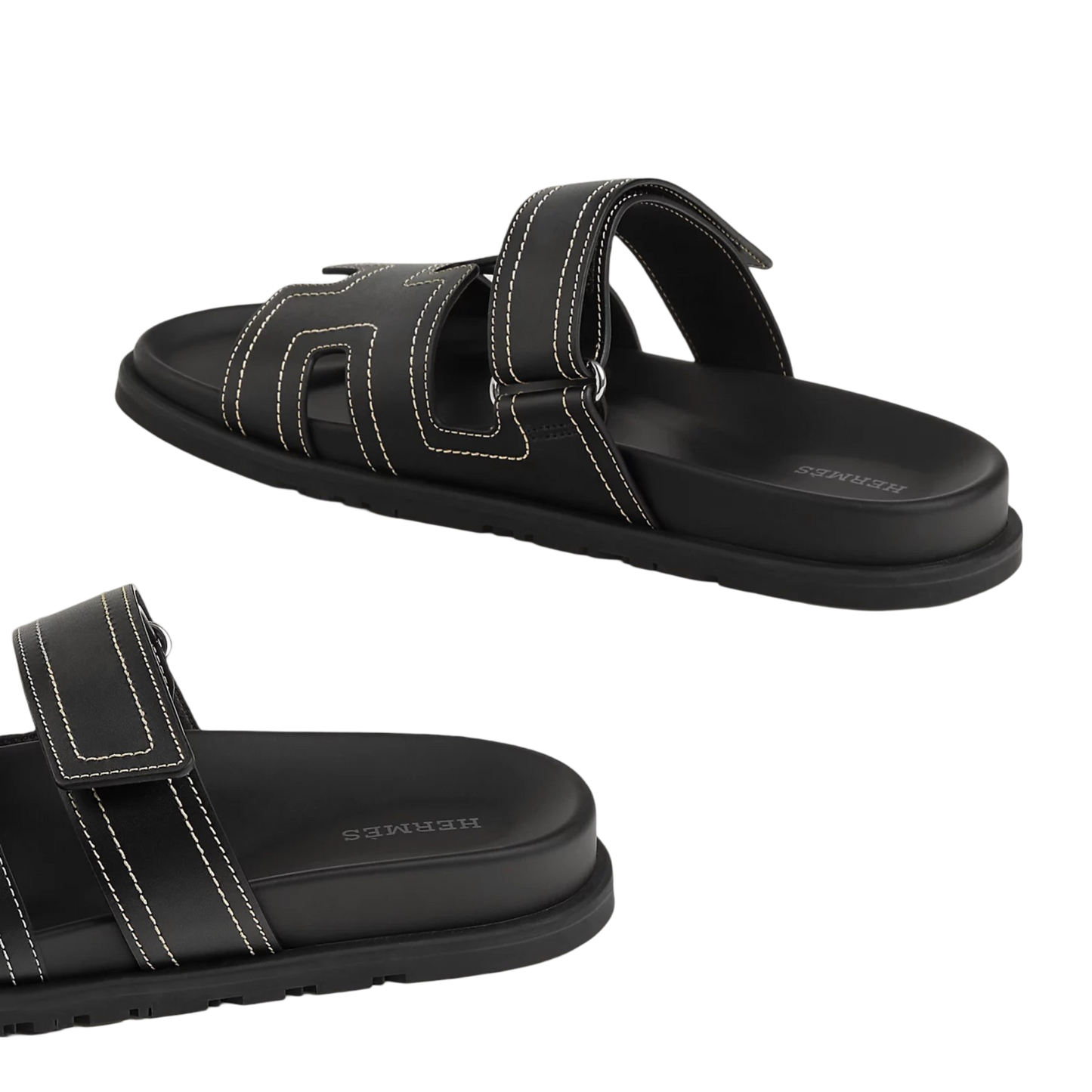 Hermes Chypre Sandal Black Sewing