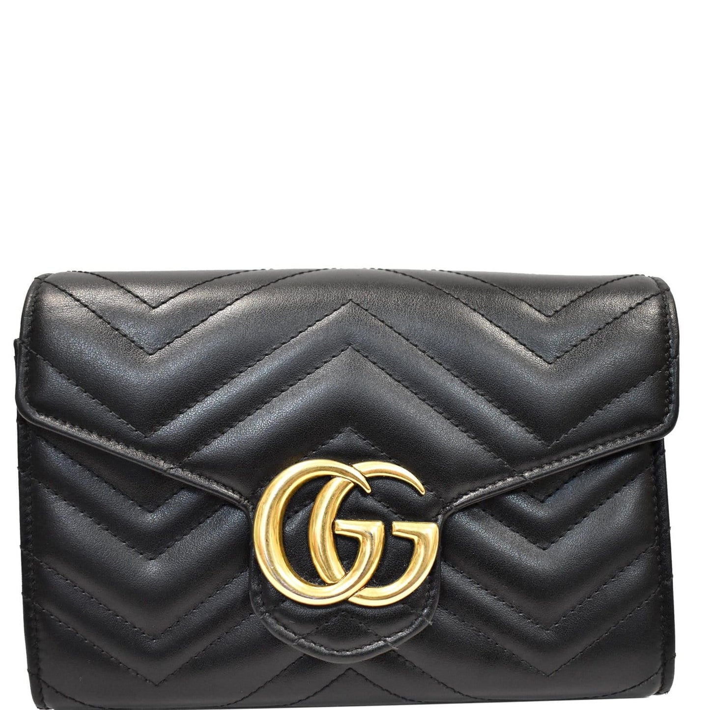 GUCCI GG Marmont Mini Matelasse Leather Crossbody Bag Black 474575
