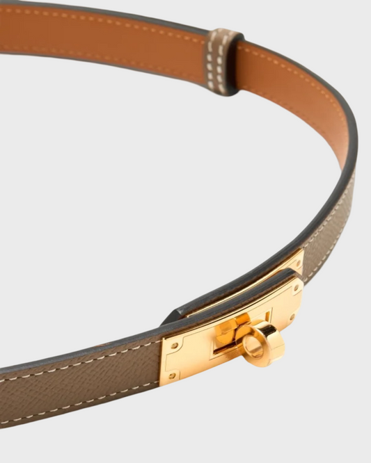 Hermes Kelly 18 Belt Etoupe/Rose Gold Epsom