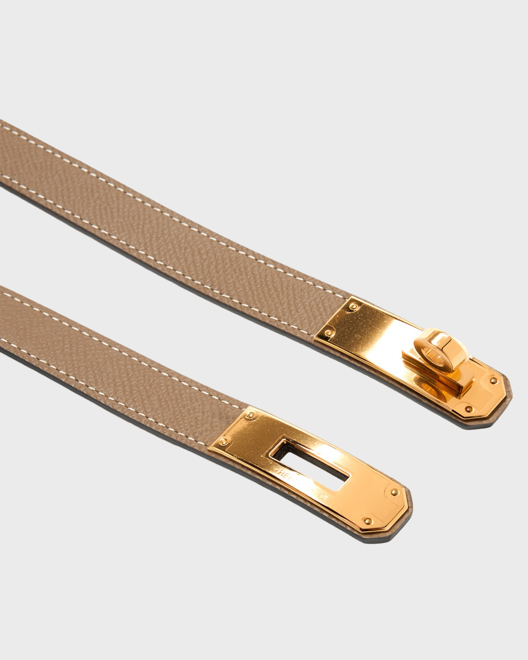Hermes Kelly 18 Belt Etoupe/Rose Gold Epsom
