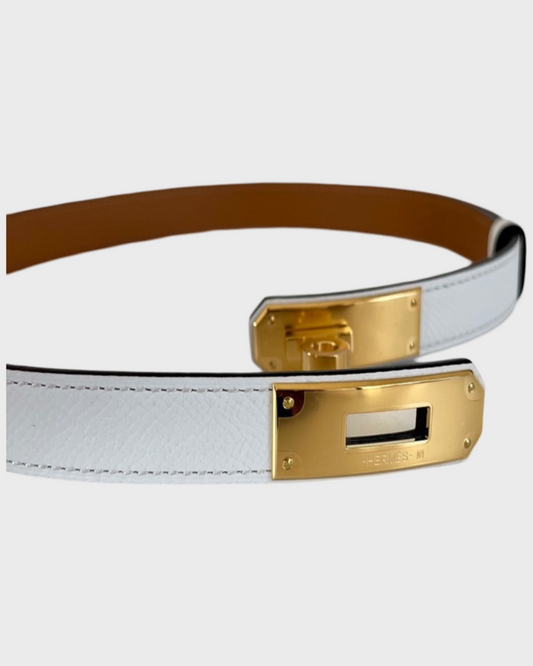 Hermes Kelly Belt 18 White