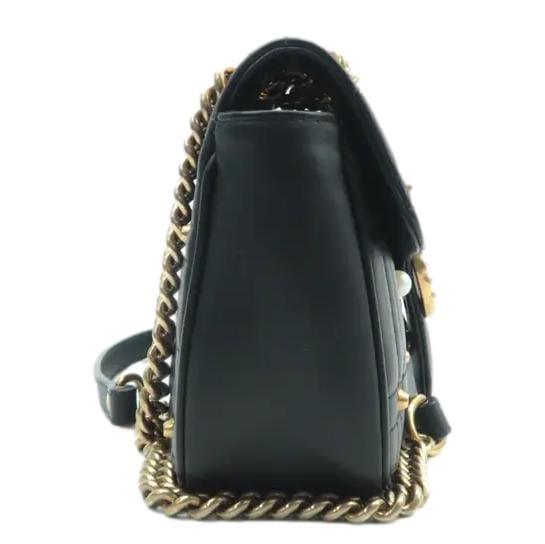GUCCI GG Marmont Leather Shoulder Bag Black 443497