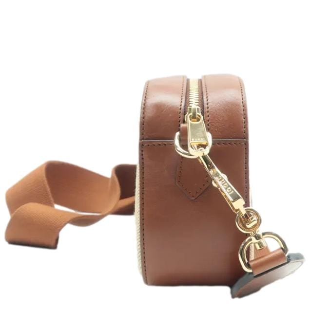 GUCCI Vintage Web Canvas Shoulder Bag Beige 575073