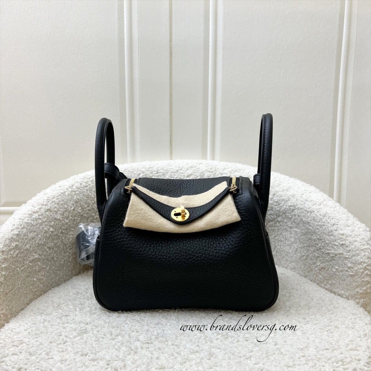 Hermes Mini Lindy II in Noir Black Clemence Leather and GHW