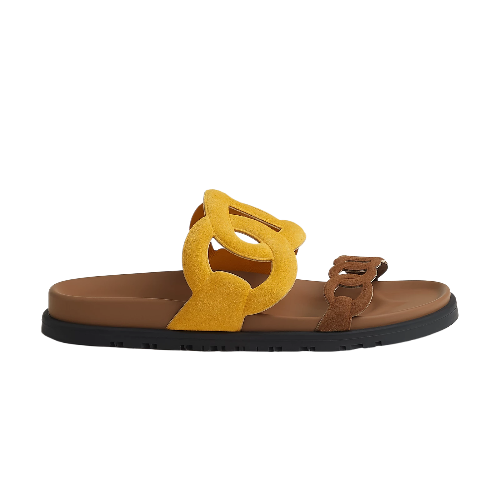 Hermes Extra Sandal Jaune Topaze / Brun Fume