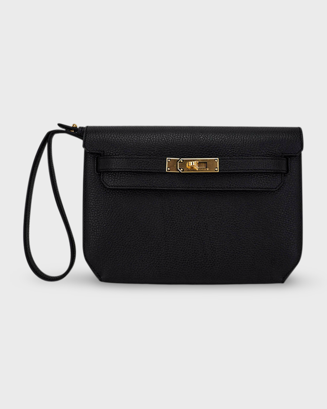 Hermes Kelly Depeches 25 Pouch Black Galop Gold Hardware