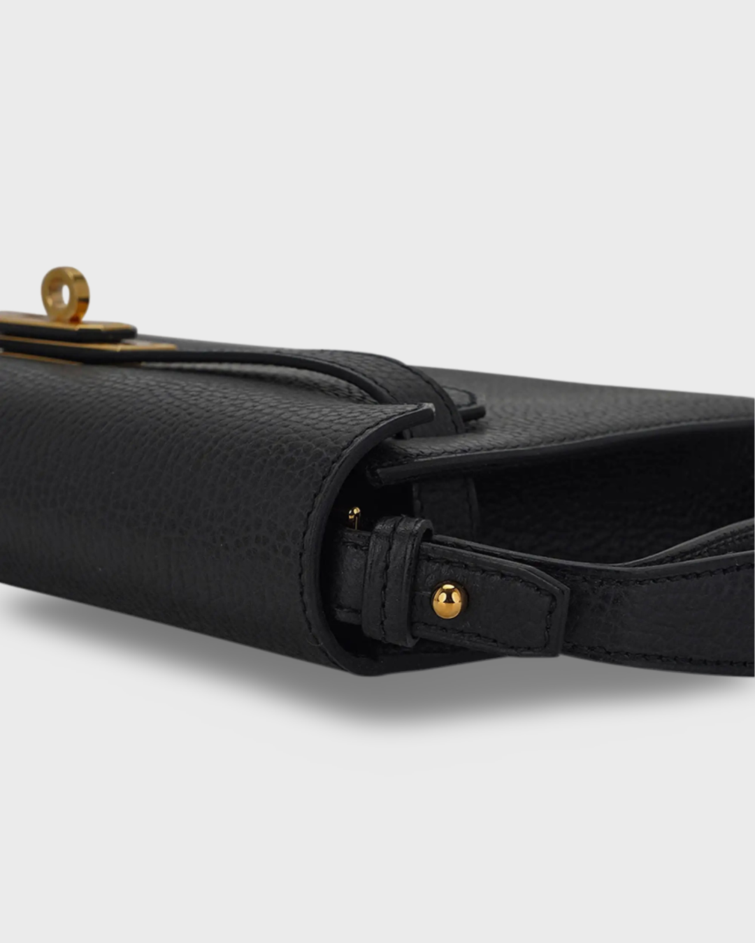 Hermes Kelly Depeches 25 Pouch Black Galop Gold Hardware