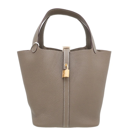 Hermes Etoupe Togo Picotin 22 Bag
