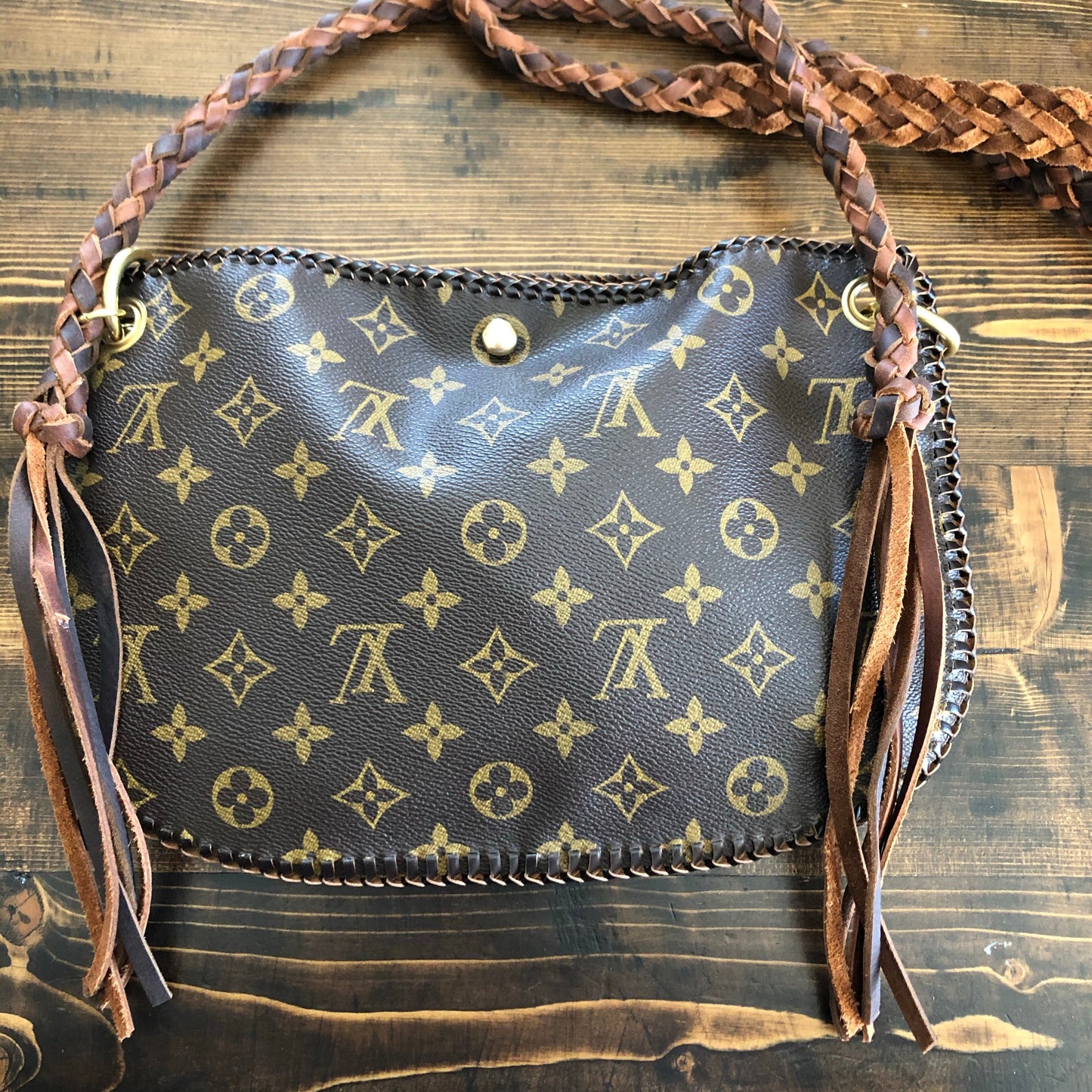 The Peacock -Orvis bags Monogram Hobo Crossbody - Gold Hardware