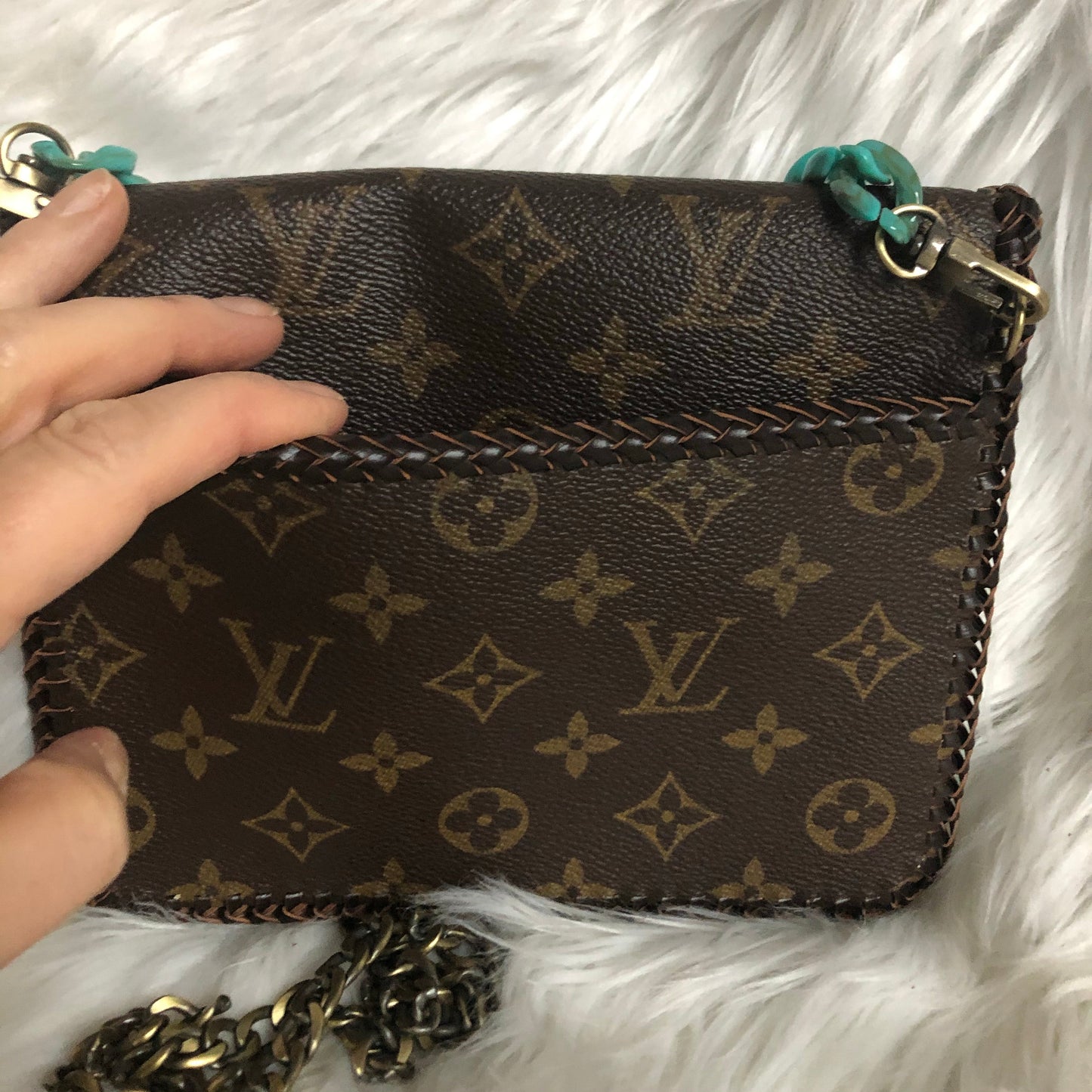 Kathy's Special Falcon - Turquoise Monogram Wristlet/Crossbody/Clutch with back pocket