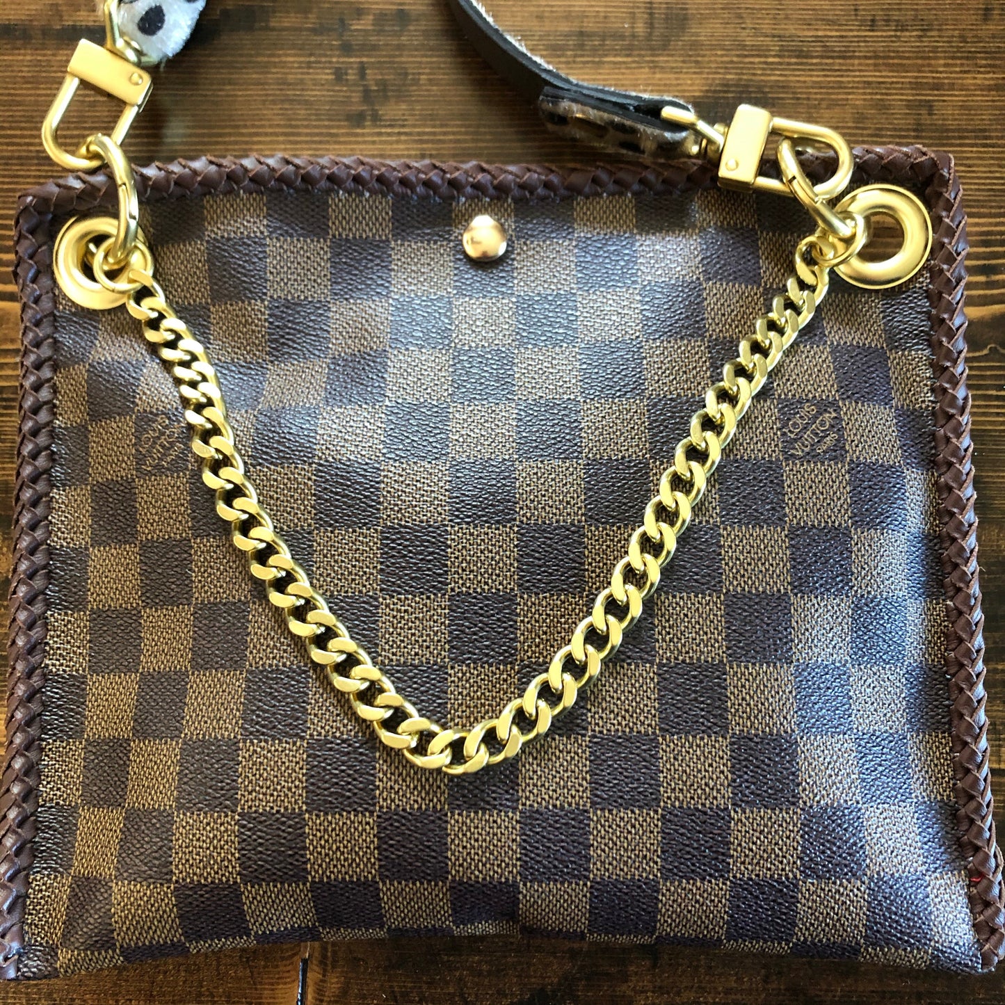 The Nuthatch -Orvis bags Damier Crossbody with Cheetah Strap