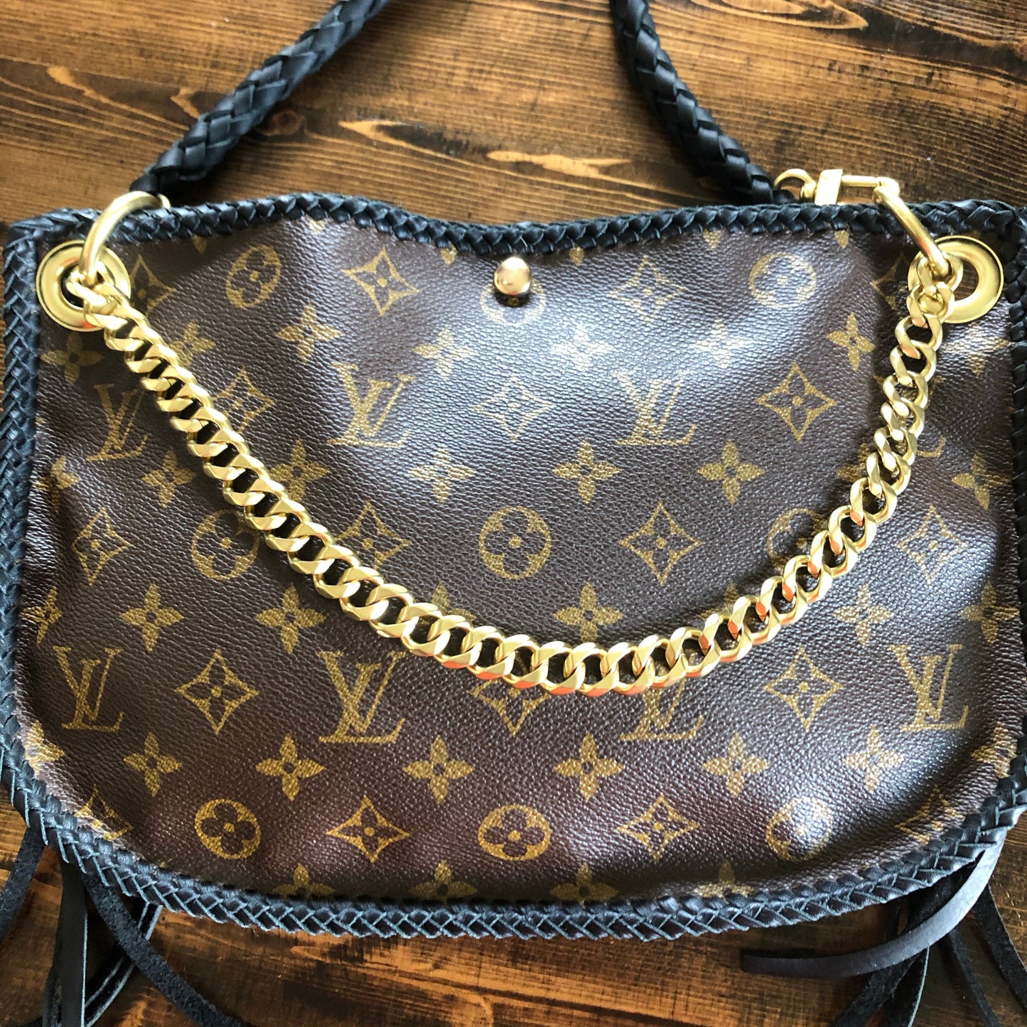 The Peacock -Orvis bags Monogram Hobo Crossbody in Black - Brass Hardware