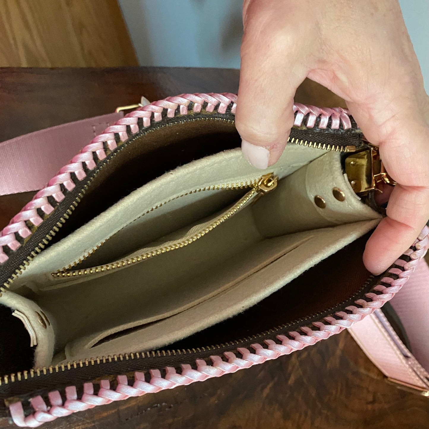 The Cygnet Crossbody -Orvis bags Monogram in Blush Pink