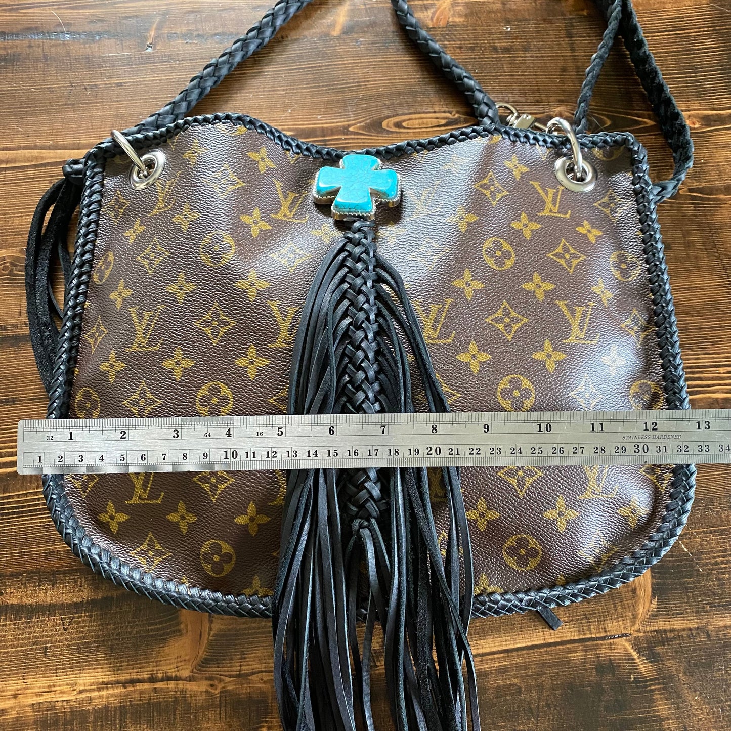 The XL Peacock - Black Monogram Hobo Crossbody - Silver Hardware