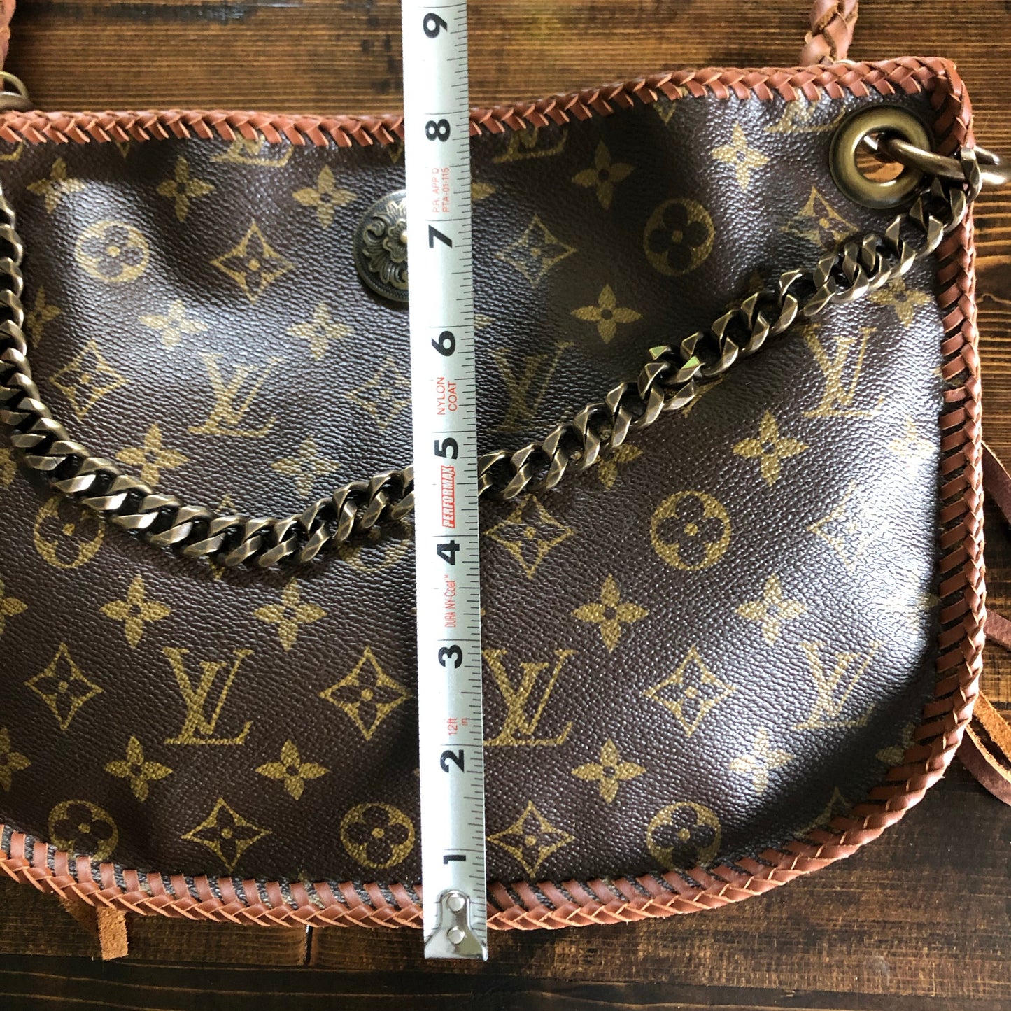 The Peacock -Orvis bags Monogram Hobo Crossbody in Caramel - Antique Brass Hardware