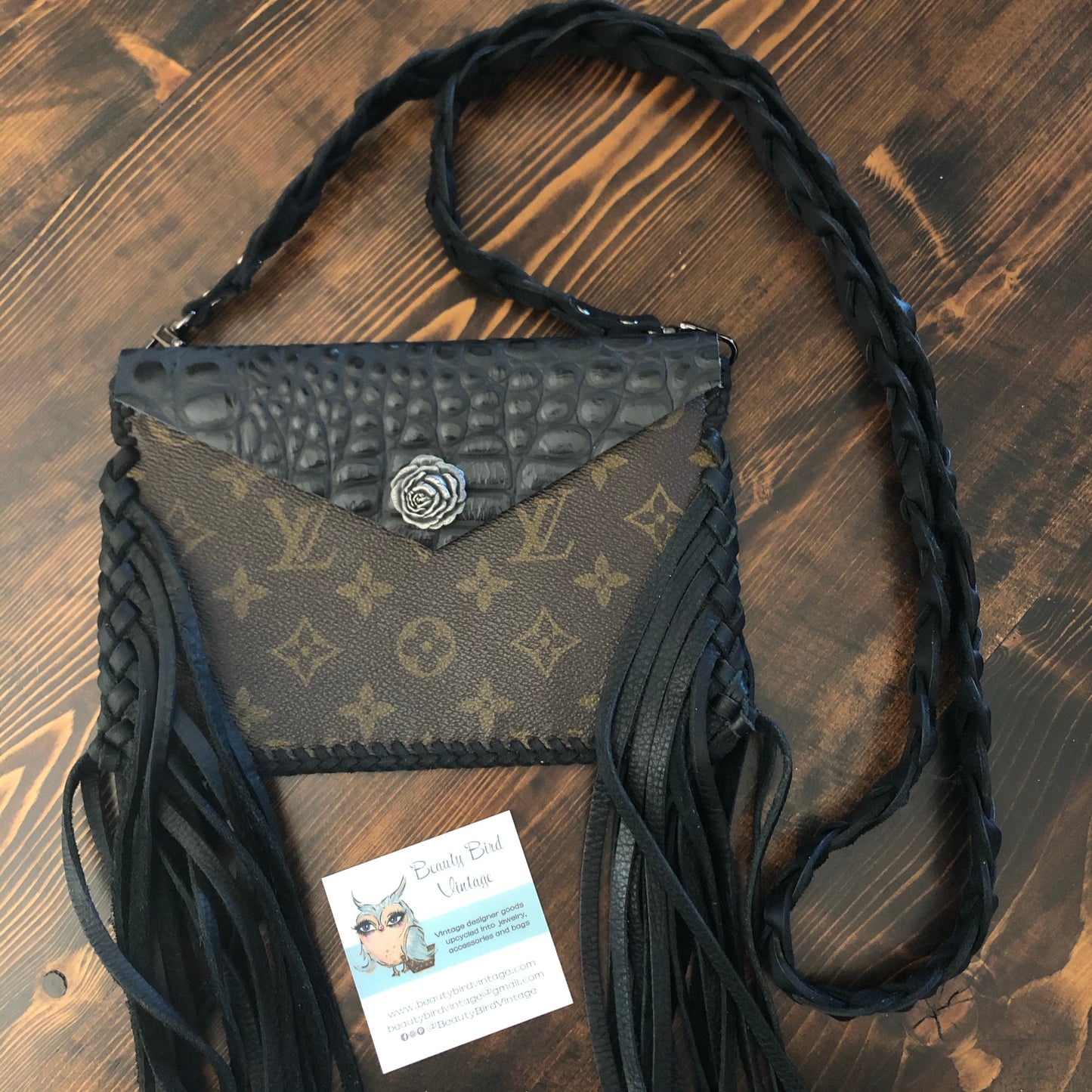 The Fringed Wren - BlackOrvis bags Wristlet/Crossbody/Clutch Bag in Monogram