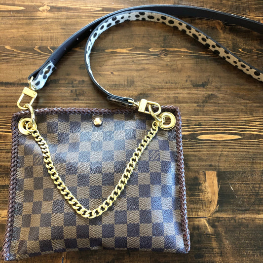 The Nuthatch -Orvis bags Damier Crossbody with Cheetah Strap