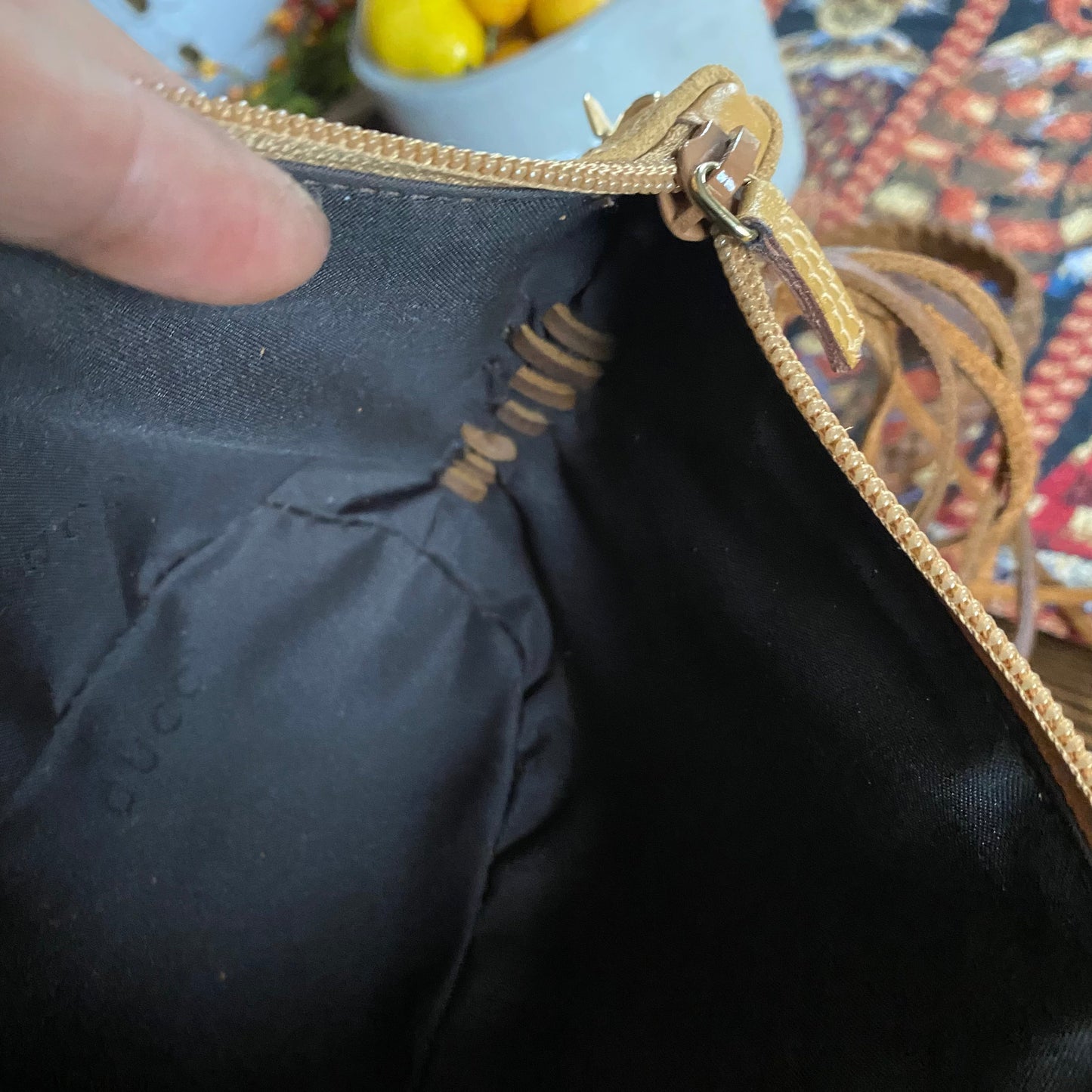 The Junco -Orvis bags Suede GG in Tan Crossbody